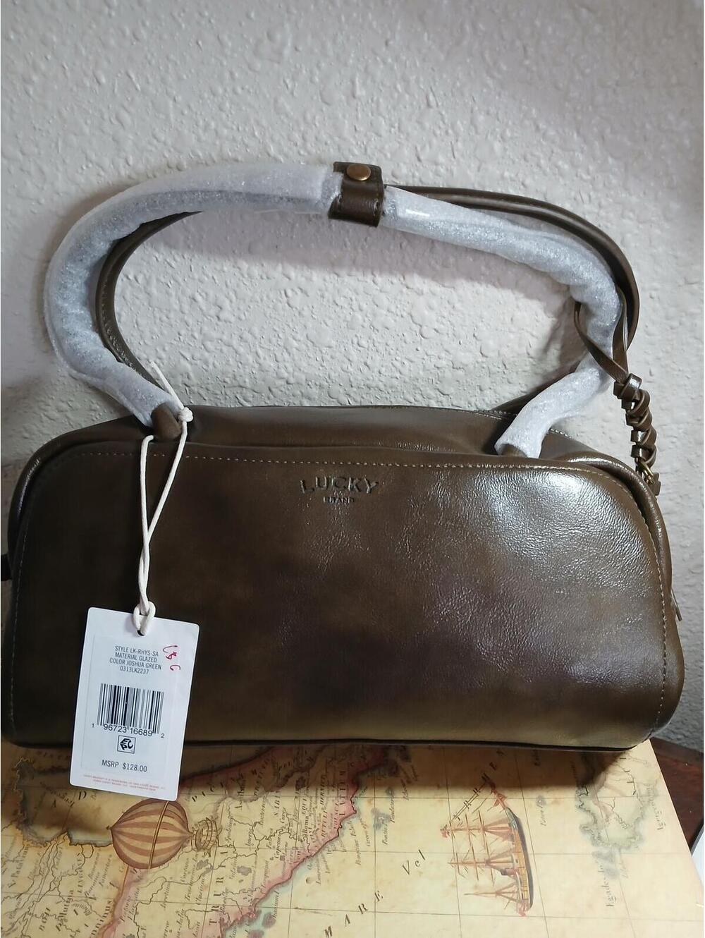 Lucky Brand Glazed Leather Handbag in Joshua Green